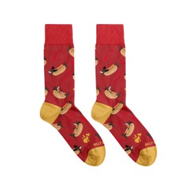 Billy Brown Socks | Men's Hot Dog Socks | Red & Yellow
