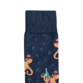 Billy Brown Socks | Men's Octopus with Wine Bottle Socks | Blue