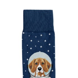 Billy Brown Socks | Men's Space Dog Socks | Blue & Grey