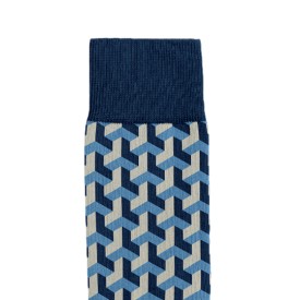 Billy Brown Socks | Men's 3D Square Socks | Blue & Grey