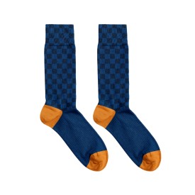 Billy Brown Socks | Men's Checkered Socks | Blue & Orange