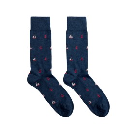 Billy Brown Socks | Men's Sailor Socks | Blue & Red