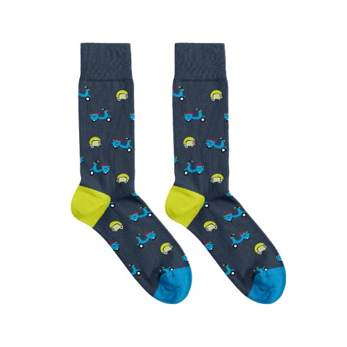Billy Brown Socks | Men's Italian Vespa Socks | Blue & Yellow