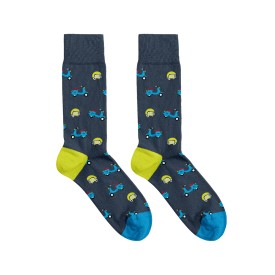 Billy Brown Socks | Men's Italian Vespa Socks | Blue & Yellow