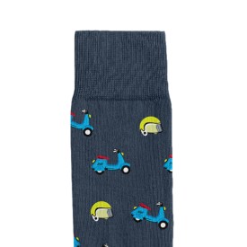Billy Brown Socks | Men's Italian Vespa Socks | Blue & Yellow