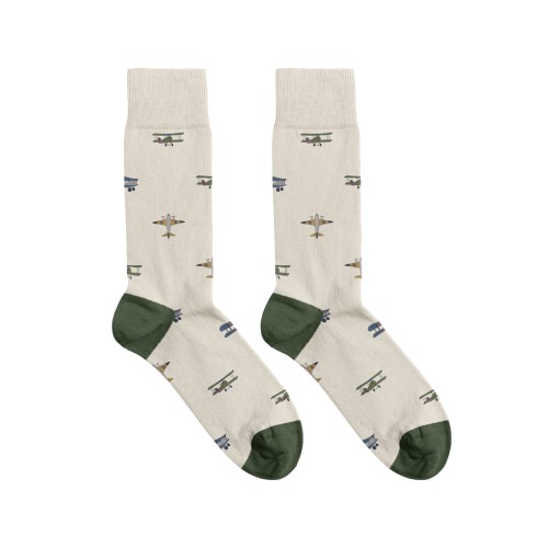 Billy Brown Socks | Men's Classic Plane Socks | Grey & Green