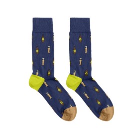 Billy Brown Socks | Men's Beer Socks | Blue & Yellow