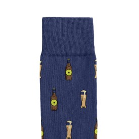 Billy Brown Socks | Men's Beer Socks | Blue & Yellow