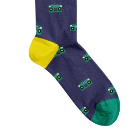 Billy Brown Socks | Men's Music Boombox Socks | Blue & Green