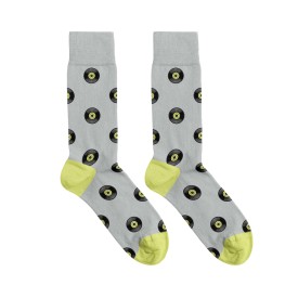Billy Brown Socks | Men's Vinyl Socks | Grey & Yellow