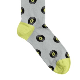 Billy Brown Socks | Men's Vinyl Socks | Grey & Yellow
