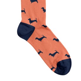 Billy Brown Socks | Men's Sausage Dog Socks | Peach & Blue