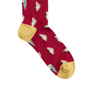 Billy Brown Socks | Men's Dali Clock Socks | Red & Yellow