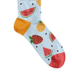 Billy Brown Socks | Women's Mixed Fruit Socks | Light Blue