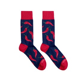Billy Brown Socks | Women's Chilli Socks | Red & Blue