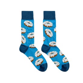 Billy Brown Socks | Women's Donut Socks | Blue & White
