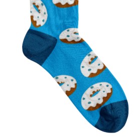Billy Brown Socks | Women's Donut Socks | Blue & White