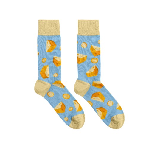 Billy Brown Socks | Women's Cheese Socks | Blue & Yellow