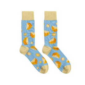 Billy Brown Socks | Women's Cheese Socks | Blue & Yellow