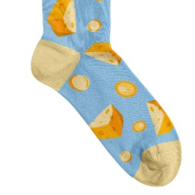 Billy Brown Socks | Women's Cheese Socks | Blue & Yellow