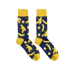 Billy Brown Socks | Women's Banana Socks | Blue & Yellow