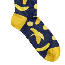 Billy Brown Socks | Women's Banana Socks | Blue & Yellow