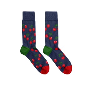 Billy Brown Socks | Women's Cherry Socks | Blue & Red