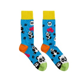 Billy Brown Socks | Women's Panda with Balloons Socks | Blue & Yellow