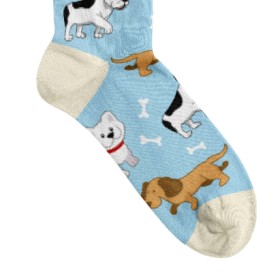 Billy Brown Socks | Women's Doggy Dogs Socks | Light Blue