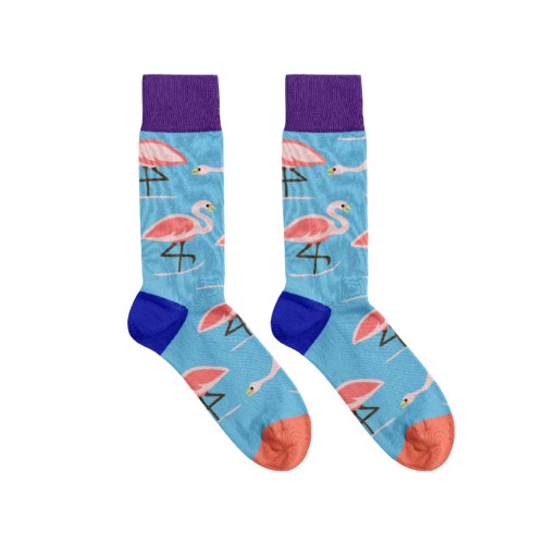 Billy Brown Socks | Women's Flamingo Socks | Blue & Pink