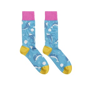 Billy Brown Socks | Women's Dolphin Socks | Blue & Pink