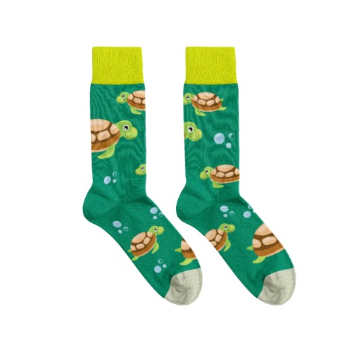 Billy Brown Socks | Women's Swimming Turtle Socks | Green