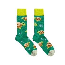 Billy Brown Socks | Women's Swimming Turtle Socks | Green