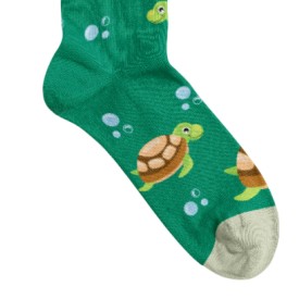 Billy Brown Socks | Women's Swimming Turtle Socks | Green