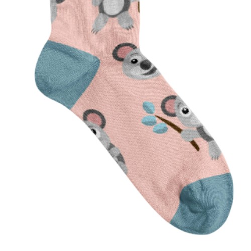 Billy Brown Socks | Women's Happy Koala Socks | Pink & Blue