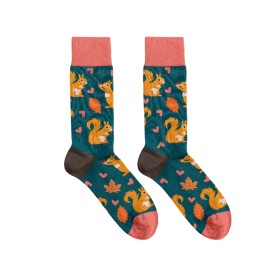 Billy Brown Socks | Women's Squirrel Socks | Blue & Pink