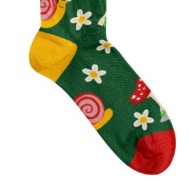 Billy Brown Socks | Women's Mushroom Woodland Socks | Green & Red