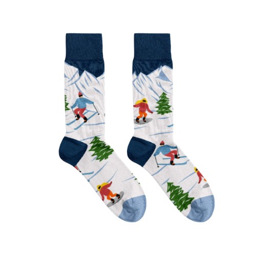 Billy Brown Socks | Women's Skiing Socks | White & Blue