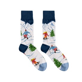 Billy Brown Socks | Women's Skiing Socks | White & Blue