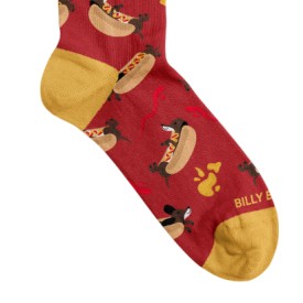 Billy Brown Socks | Women's Hot Dog Socks | Red & Yellow