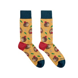 Billy Brown Socks | Women's Hedgehog Socks | Yellow & Blue