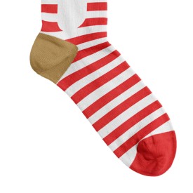 Billy Brown Socks | Men's Striped Santa Socks | Red & White