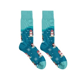 Billy Brown Socks | Men's Fun Penguin Socks | Blue
