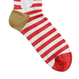 Billy Brown Socks | Women's Striped Santa Socks | Red & White