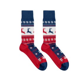 Billy Brown Socks | Women's Flying Reindeer Socks | Red & Blue