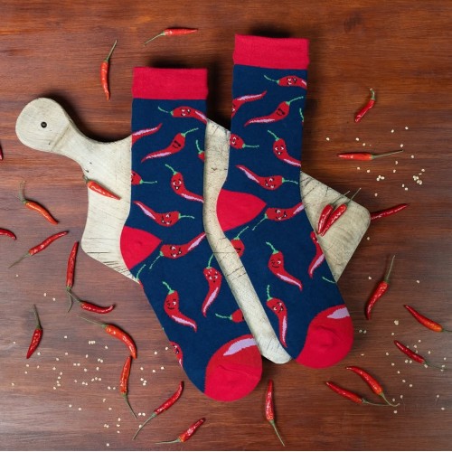 Billy Brown Socks | Men's Chilli Socks | Red & Blue