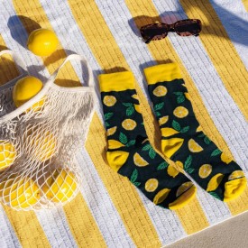 Billy Brown Socks | Men's Lemon Socks | Green & Yellow