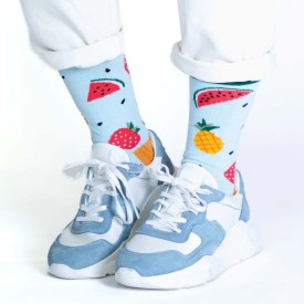 Billy Brown Socks | Women's Mixed Fruit Socks | Light Blue