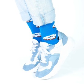 Billy Brown Socks | Women's Donut Socks | Blue & White