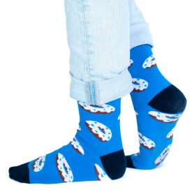 Billy Brown Socks | Men's Donut Socks | Blue & White